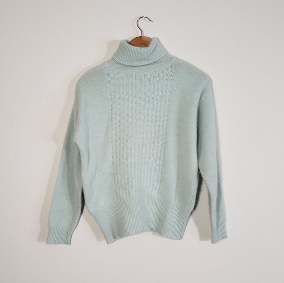 SOLD Vintage Lambswool Angora Turtleneck Sweater in Mint - Picture 6 of 7